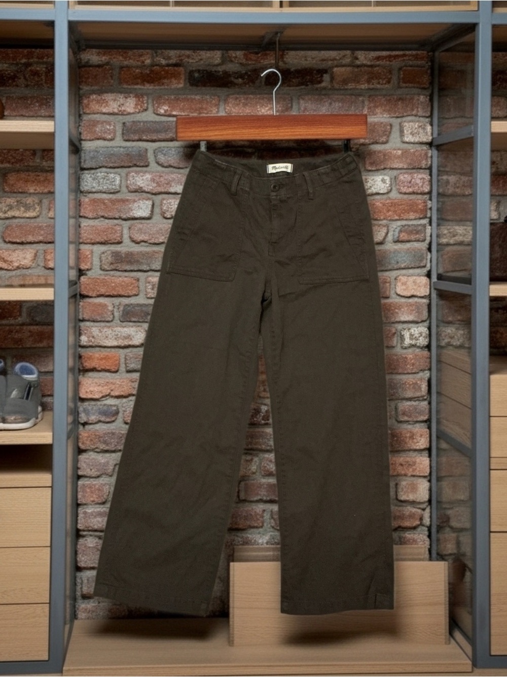 NWOT Madewell Low-Slung Baggy Pants P26 Brown Wide Leg Utility Petite 26